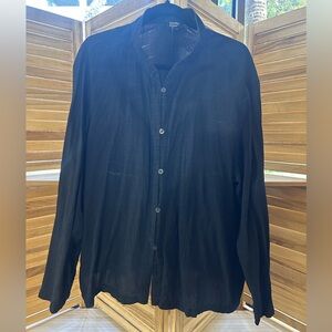 Eileen Fisher Women’s Black Lightweight Linen Blend Blouse